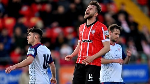 Derry City's Will Patching reacts to a missed opportunity against St Pat's