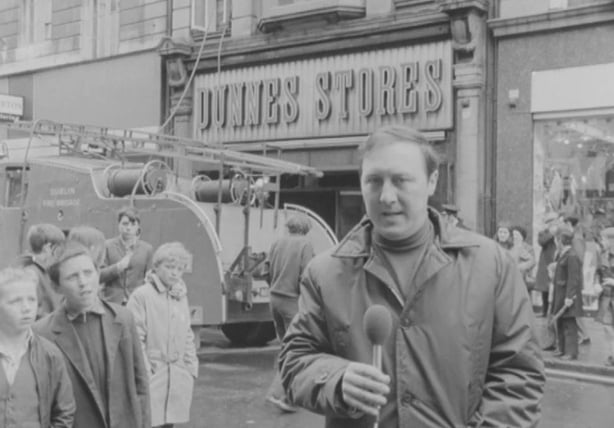 Tom McCaughren reports outside Dunnes Stores on North Earl Street, Dublin on 21 May 1972