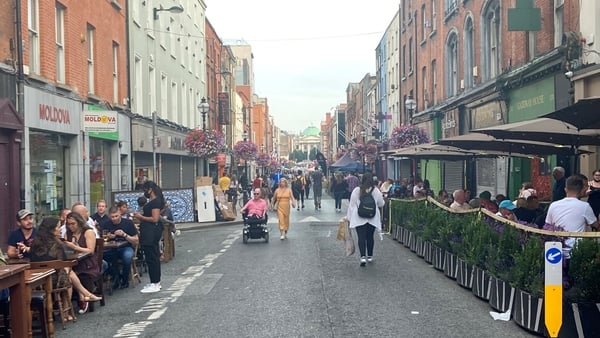 Dublin's Capel Street during last summer's pedestrianisation pilot. Photo: Cian Cinty/IrishCycle.com http://www.irishcycle.com