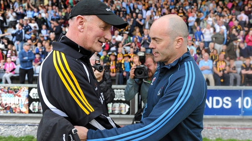 Brian Cody (L) congratulates then Dublin manager Anthony Daly after the Leinster SHC semi-final replay in 2013