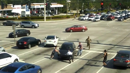 The incident was captured on CCTV footage (Pic: Boynton Beach Police Department via Facebook)