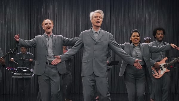 David Byrne (centre) performs his show American Utopia