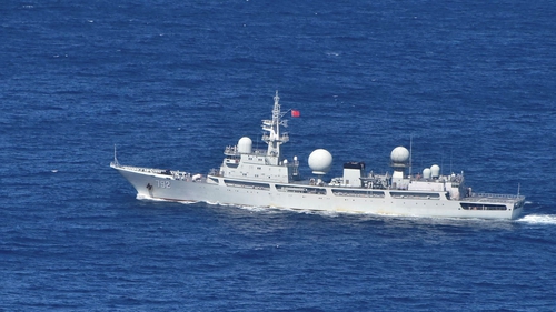 People's Liberation Army-Navy (PLA-N) intelligence collection vessel Haiwangxing operating off the north-west shelf of Australia (Picture: Australian Department of Defence)