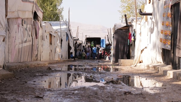Crowded and flooded refugee camp conditions in Lebanon's Bekaa Valley (pic: Sawa for Development and Aid)