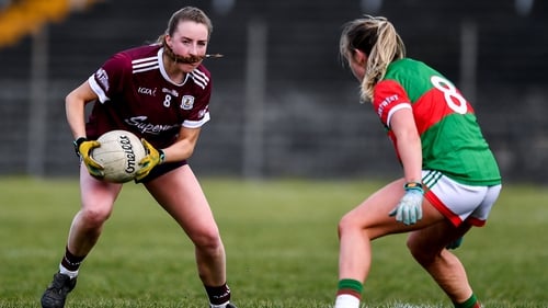 Galway's Ailbhe Davoren and Sinead Cafferky of Mayo during a league clash earlier this year. The two sides meet again in a Connacht final