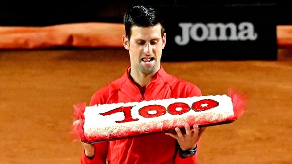 Djokovic was presented with a cake after his win
