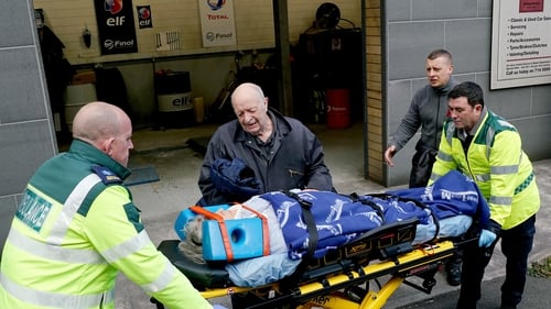 Doug is devastated with guilt as Nora is stretchered away on tonight's Fair City