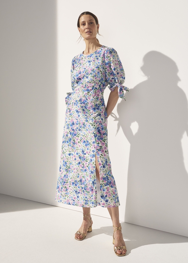 John Lewis & Partners, Nobody's Child Esme Print Broderie Dress in Blue