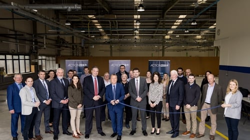 Minister for Public Expenditure and Reform Michael McGrath officially opens ActionZero's new manufacturing, R&D centre in Tralee along with ActionZero CEO Denis Collins