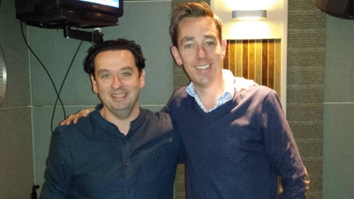 Donal Courtney pictured with Ryan Tubridy after a radio interview in 2016