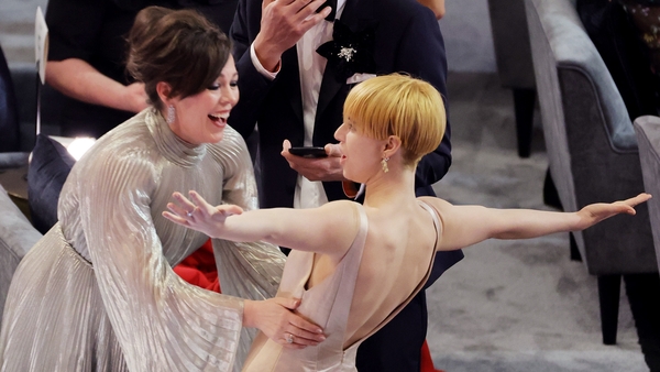 (L-R) Olivia Colman and Jessie Buckley, pictured at the Oscars in March