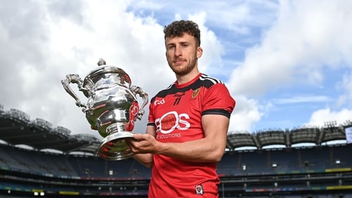 Barry O'Hagan pictured with the Tailteann Cup at the competition launch at Croke Park