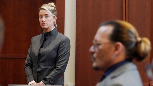 Amber Heard and Johnny Depp in court on 16 May