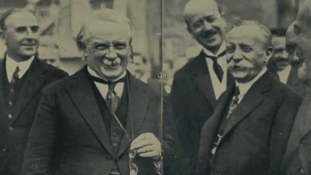 French, English and Italian Delegates at Genoa Conference, (L to R) Sir R. Horne, L. George, Sir L. Worthington- Evans, Signor Facta, and M. Barthou Photo: The Illustrated London News, 22 April 1922