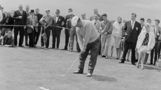 Filming a golf match in Portmarnock, County Dublin in 1962.