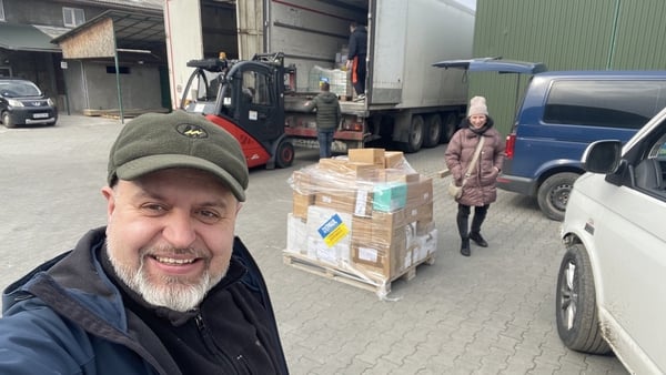 Fr Vitaliy Novak, Chairman of trustees for Depaul Ukraine, 
has been delivering aid to people since the war began