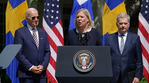 Joe Biden, Magdalena Andersson and Sauli Niinistö at the White House in Washington DC today