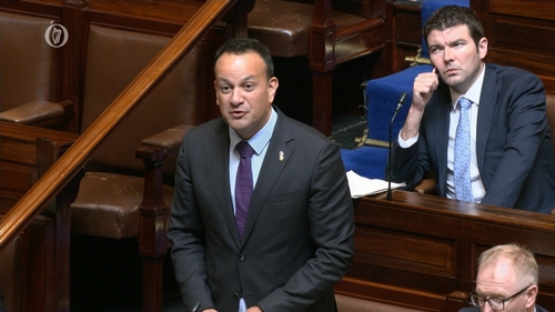Tánaiste Leo Varadkar speaking in the Dáil today about the Government majority