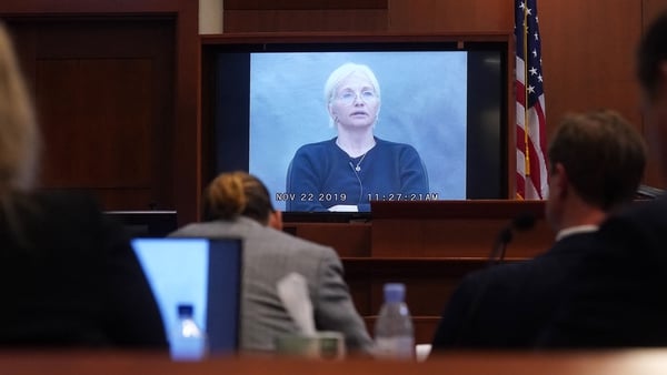 Ellen Barkin's testimony was videoed in November 2019 and played for the seven-person jury hearing the defamation case in Fairfax County Circuit Court in Virginia