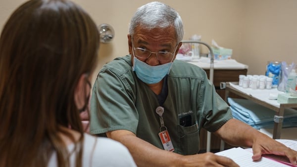 Dr Franz Theard consults a woman seeking abortion from Oklahoma in his clinic in New Mexico