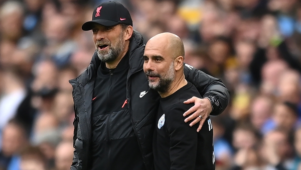 Jurgen Klopp's (L) Liverpool have been Manchester City's closest rivals in Pep Guardiola's time in charge