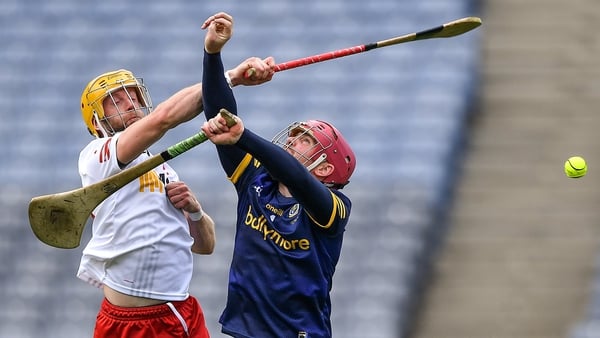Seán Óg Grogan of Tyrone with the only goal of the game past Roscommon goalkeeper Enda Lawless