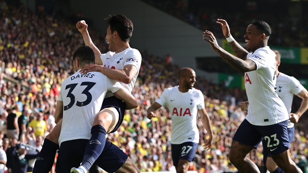 Son celebrates his second - and Spurs' fifth - goal