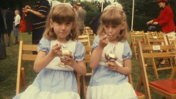 Enjoying strawberries and cream at the launch of the Dún Laoghaire Summer Festival in 1982.