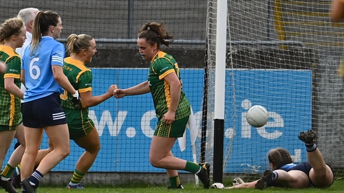 Emma Duggan celebrates after scoring the crucial goal in Meath's Leinster group win over Dublin
