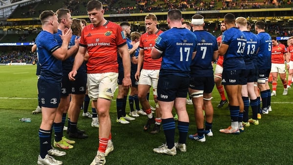 The Munster team traipse off following their defeat to Leinster
