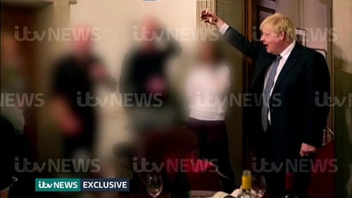 ITV News obtained four images showing Boris Johnson with a drink in his hand, which they said was during a party in November 2020 (Courtesy: ITV News)