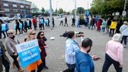 Medical scientists on strike outside St James's Hospital in Dublin this morning (Pic: RollingNews)