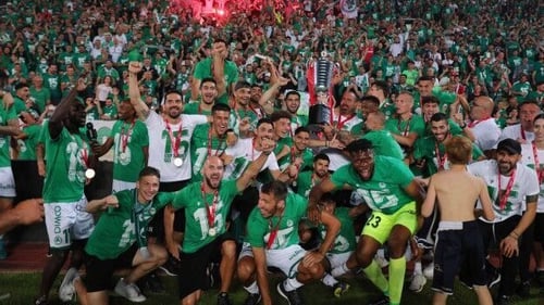 Omonia Nicosia celebrate their triumph