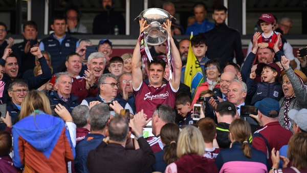 Sean Kelly holds aloft the Nestor Cup, Galway's eighth of the 21st century