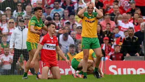 Michael Murphy reacts late in the game in the Ulster final defeat to Derry