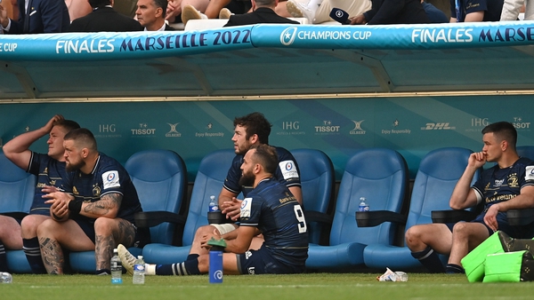Leinster players look on in the final stages of the game against La Rochelle