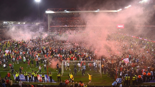 Nottingham Forest fans invaded the pitch after securing their spot in the play-off final