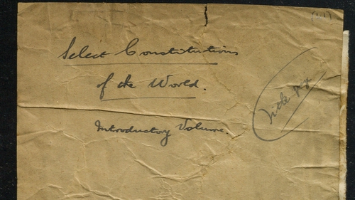 NAI, DE/9/6/1 (41-42): Select Constitutions of the World.
Draft manuscript cover page for publication