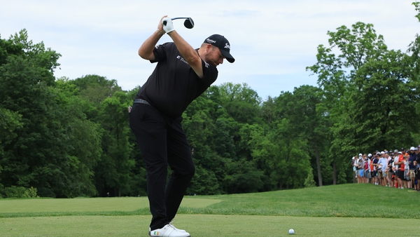 Shane Lowry teeing off on at the fifth hole at Muirfield Village Golf Club