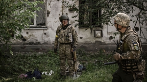 Ukrainian servicemen in the city of Lysytsansk at the eastern Ukrainian region of Donbas on 2 June
