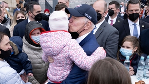 US President Joe Biden meets refugees in Warsaw, Poland on 26 March