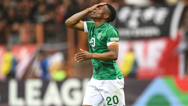 Chiedozie Ogbene missed Ireland's best chance late in the first half