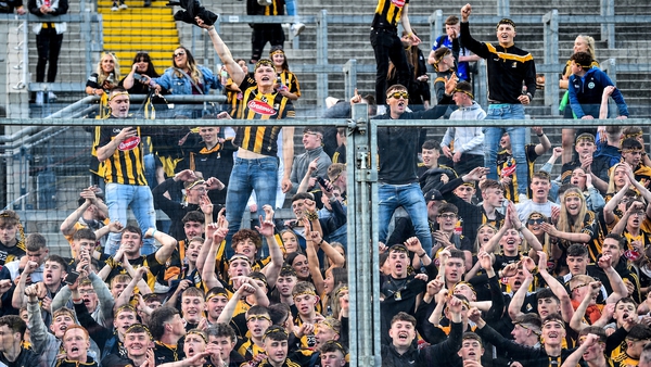 Elated Kilkenny fans celebrate at the final whistle