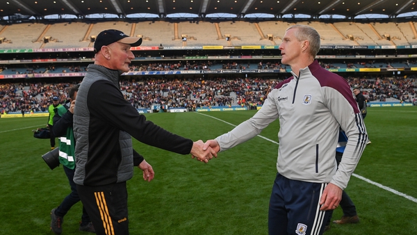 Brian Cody (L) and Henry Shefflin took their time before shaking hands at Croke Park on Saturday