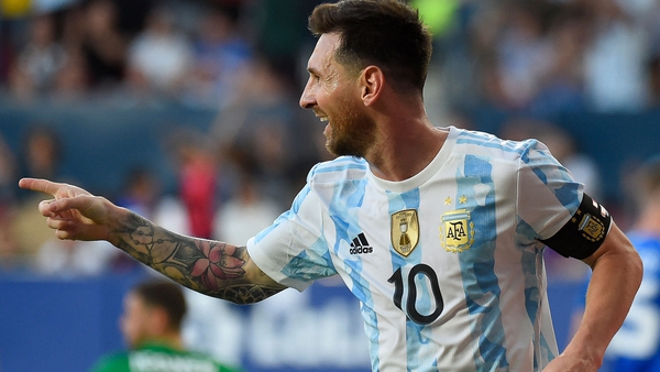 Messi scored all of Argentina's goals in Pamplona