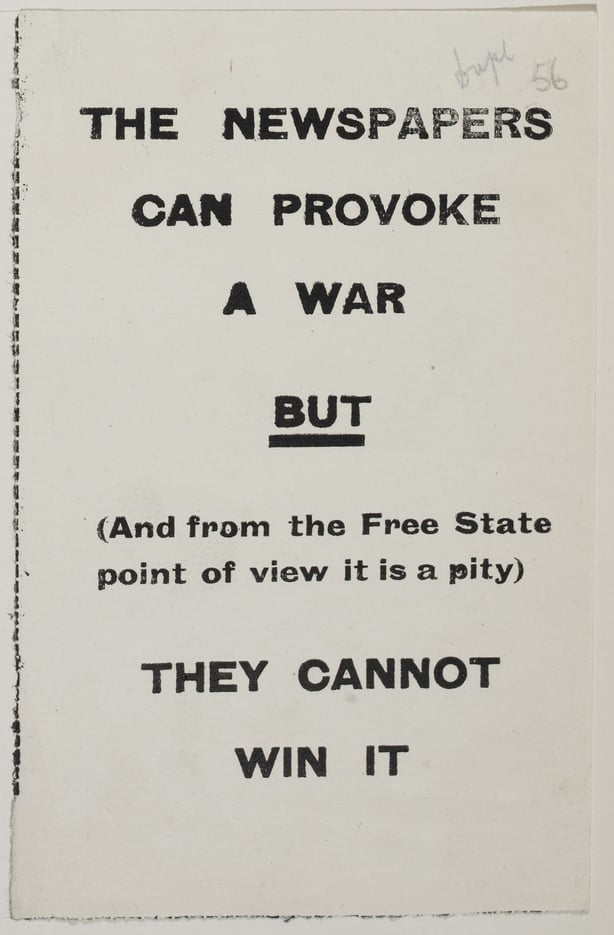 Anti-newspaper handbill by the anti-treaty side 1922 Image courtesy of the National Library of Ireland