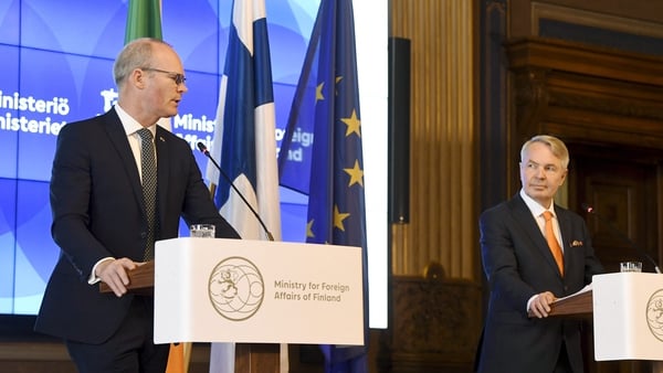 Simon Coveney was speaking from Helsinki following discussions with his Finnish counterpart Pekka Haavisto