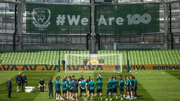 Ireland training at the stadium ahead of the game with Ukraine
