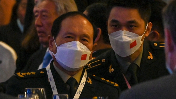 China's Defence Minister Wei Fenghe attends the opening reception at the Shangri-La Dialogue summit in Singapore