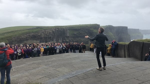 The steps overlooking the cliffs provided a natural amphitheatre for a performance of the Guns and Roses Classic 'Sweet Child of Mine'
